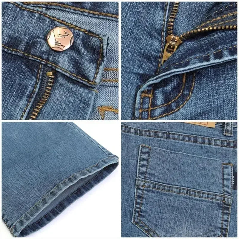 Male Bell Bottom Denim Trousers Slim Black Boot Cut Jeans Men's Clothing Casual Business Flares Pants