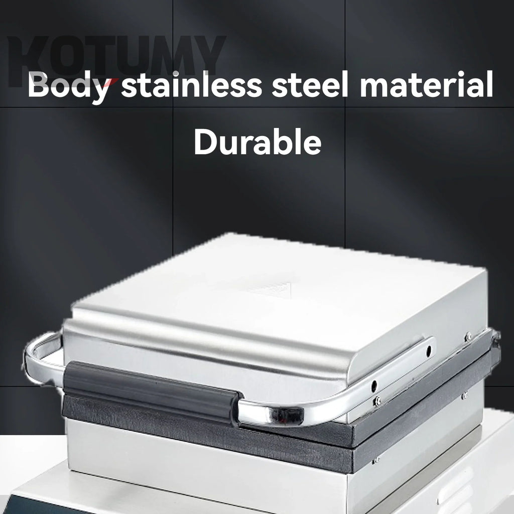 Industrial Stainless Steel Non-Stick Belgian Waffle Maker Four Grid Electric Baking Tray Heating Both Grain Processing Machinery