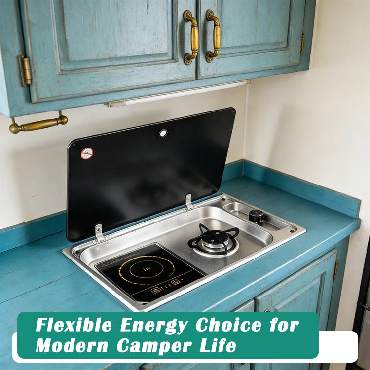 JDA Wholesale SS304 RV Built-In Gas Burner And Induction Cooker For Caravan Camper & Marine Use