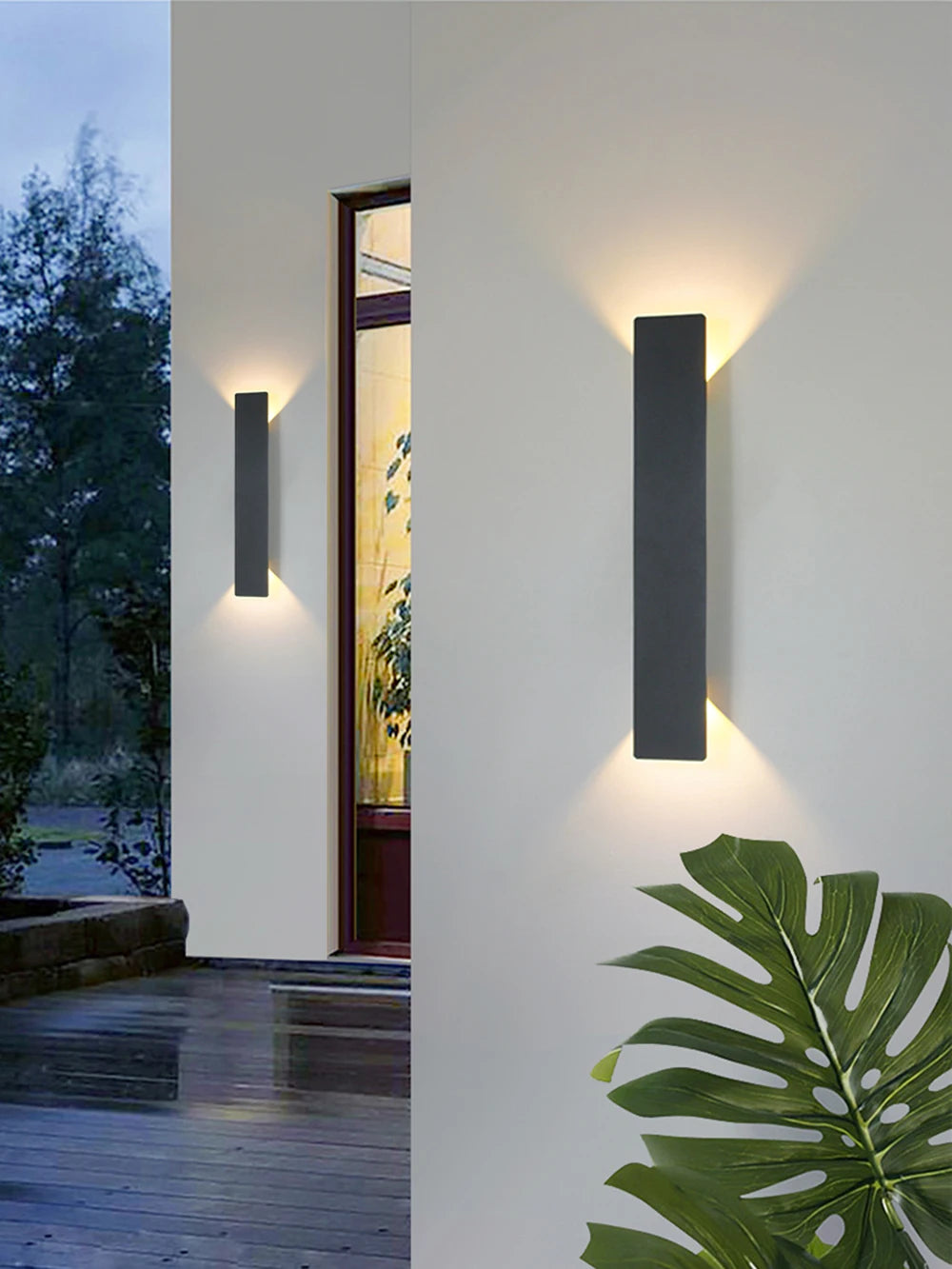 Outdoor Waterproof Wall Lamps Strip Aluminum Wall Lights 18W LED Black Wall Lamp Bedroom Exterior Outdoor Lighting Fixtures