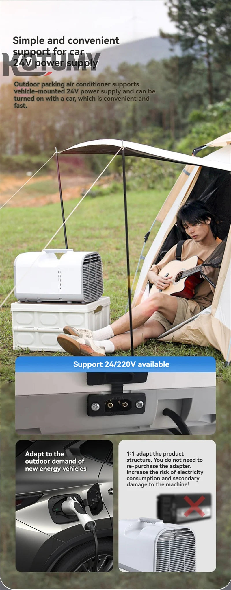 CHKJ Portable Air Conditioner Outdoor Camping Cooler with Remote Control And Audio Intelligent Hidden Panel 110v/220v