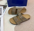 Suede Clogs for Men Women Cork Footbed Closed Toe Slides Comfort Arch Support Casual Walking Mules