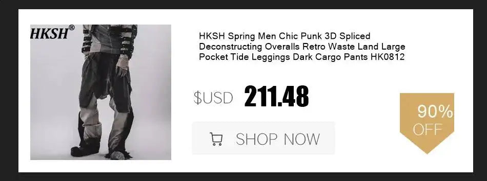 HKSH Spring Autumn Men's Tide Dark Punk Wool Deconstructed Leather Patchwork Jacket Fashion Vibe Vintage Y2K Gothic Coat HK27230