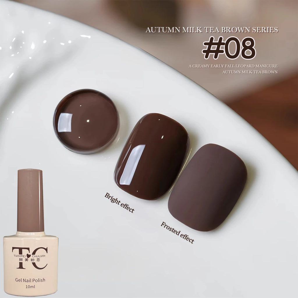 1-12pcs TC Whitening Maillard Caramel Coffee Chestnut Brown Cocoa Nail Art Nail Supplies Autumn Milk Tea Brown Gel Nail Polish