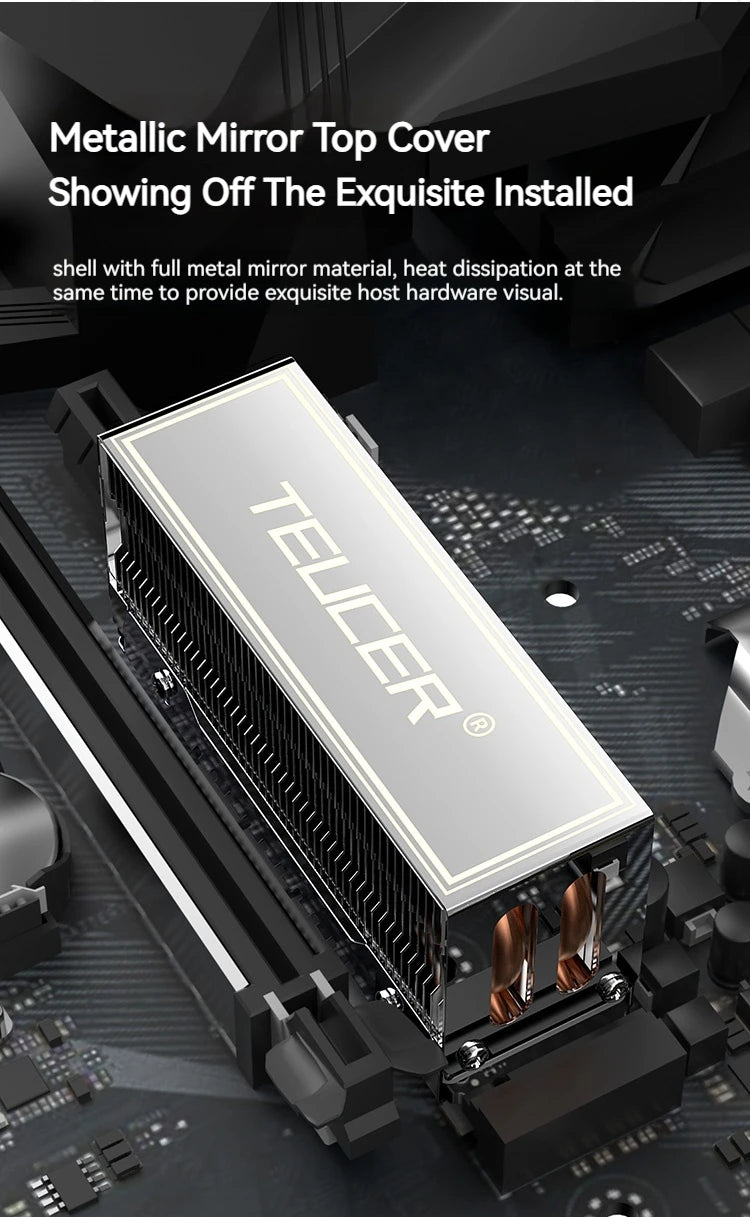 TEUCER M.2 SSD Heat Sink M2 2280 NVME Cooler Kit Dual Heat Tube Aluminum Copper Material PC Solid State Drive Radiator
