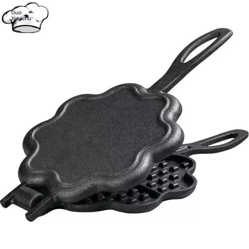 Cast iron waffle mold uncoated non-stick for home and commercial use DIY baking waffle maker