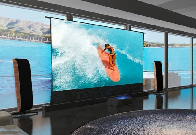 High-quality 72"-150" Laser TV Projector Screen Motorized Floor Rising PET UST ALR Projection Screen Suitable For Home Theater
