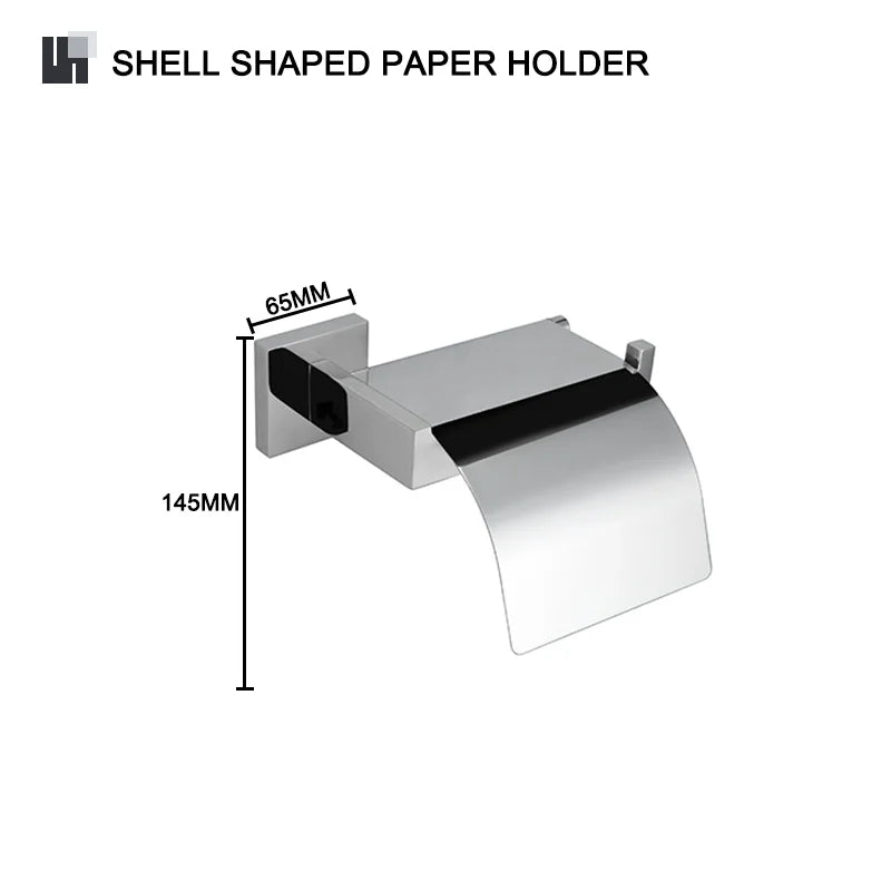 Stainless Steel Chrome Bathroom Hardware Set Square Towel Rack Towel Rack Tissue Holder Robe Hook Bathroom Rack Accessories