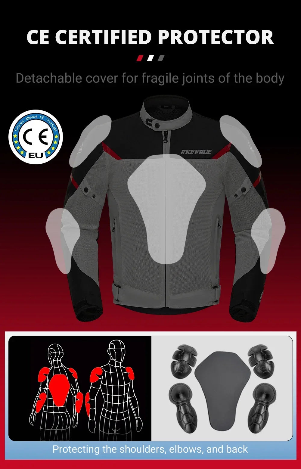 New Motorcycle Jackets Breathable Motorbike Riding Jackets Wear-Resistant Motocross Clothing Built-in Protective Gear