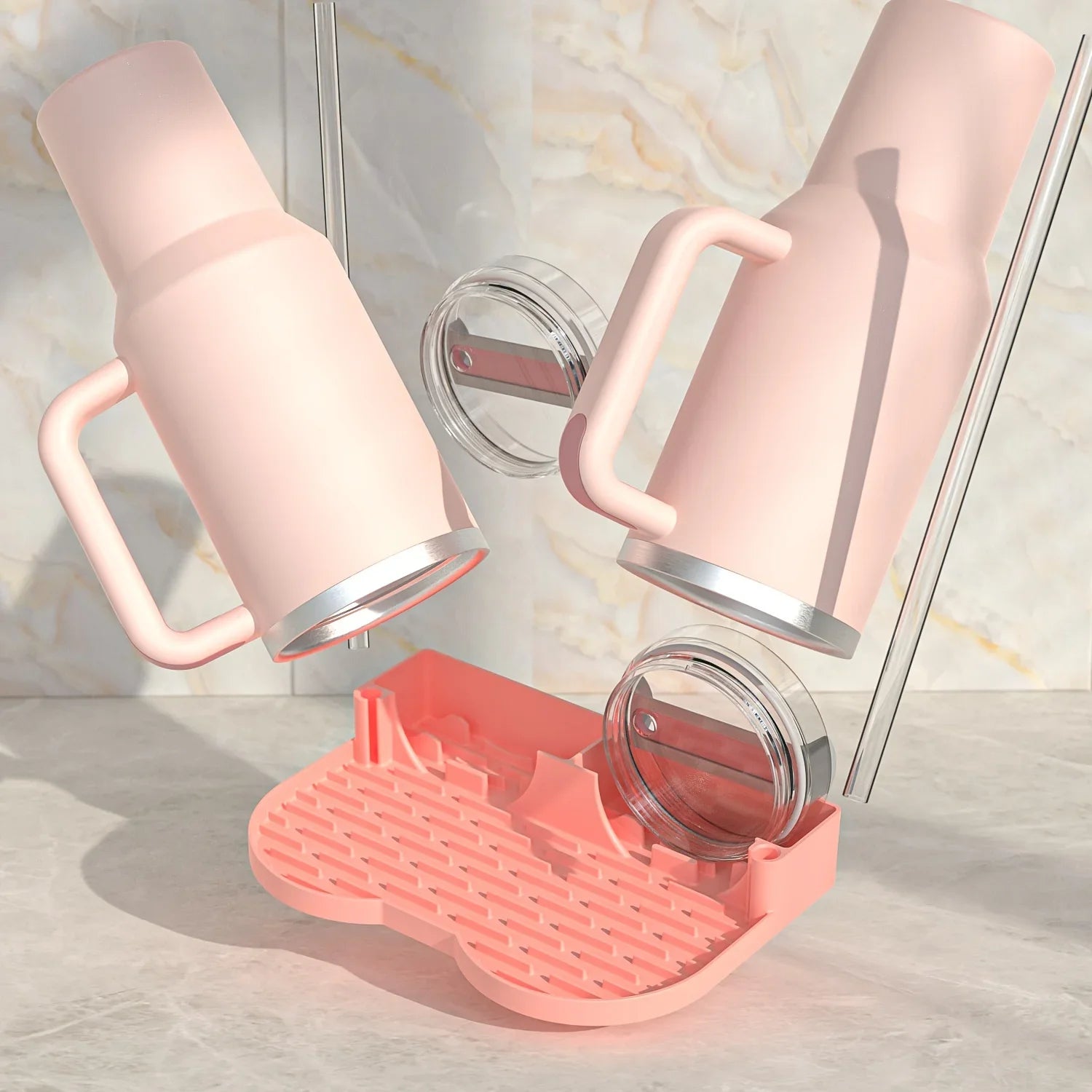 Silicone Tumbler Dry Rack Non-Slip Tumbler Drying Station Sports Bottle Drainer Stand for Stanley Cup Lid Straw