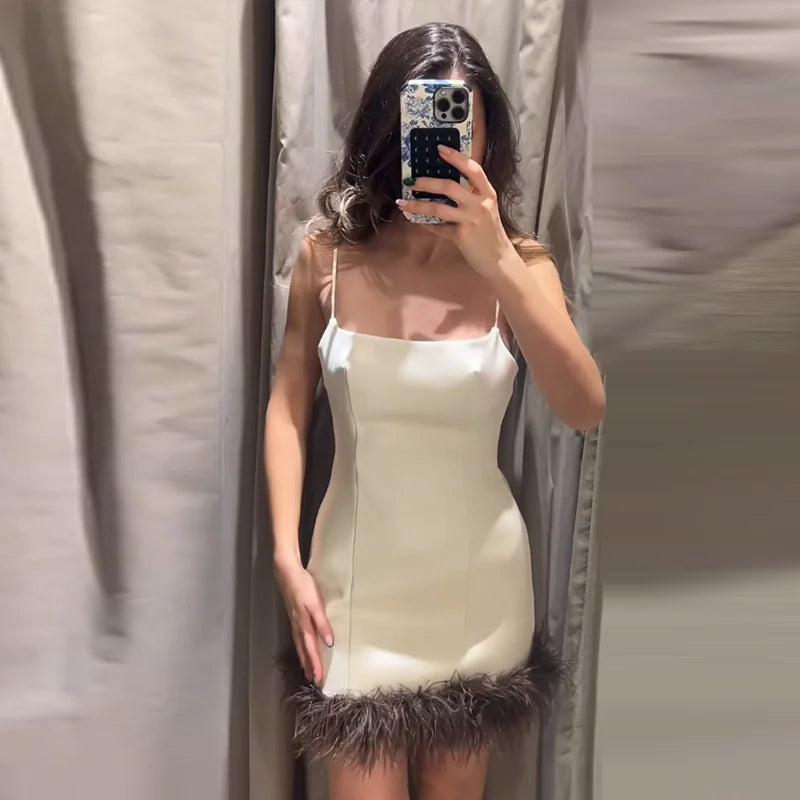 Sexy Women's Dress Halter Sleeveless Backless Slim Hip Package Tassel Female Dresses 2025 Autumn Party Christmas Chic Lady Robe