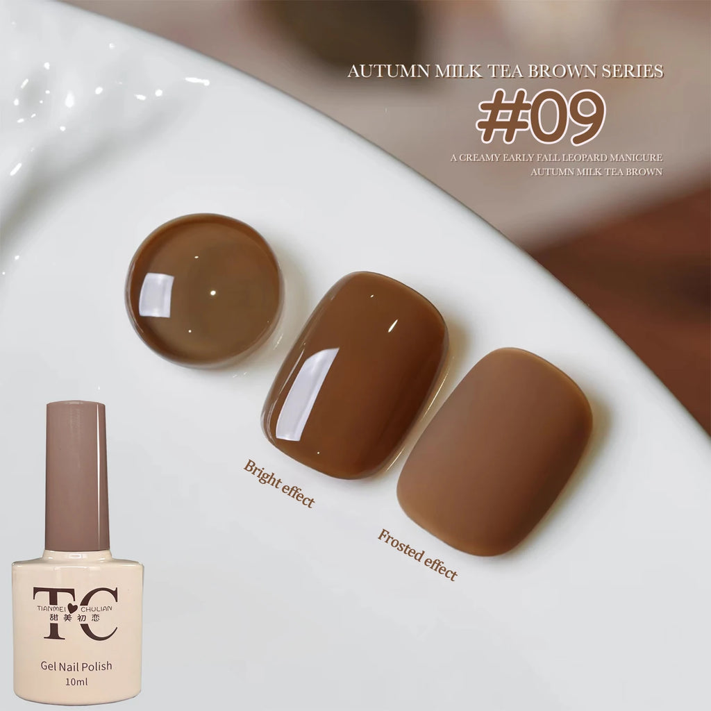 1-12pcs TC Whitening Maillard Caramel Coffee Chestnut Brown Cocoa Nail Art Nail Supplies Autumn Milk Tea Brown Gel Nail Polish