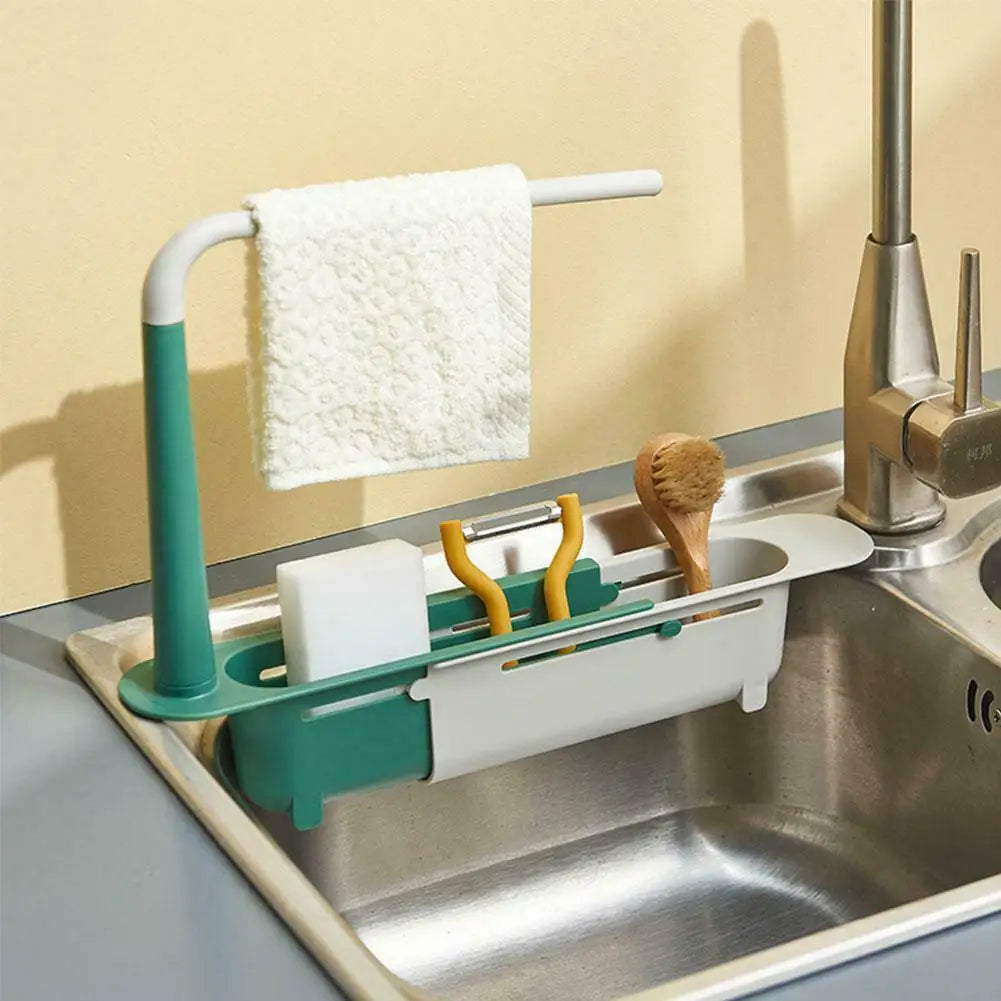 Kitchen Sink Drain Rack Telescopic Sink Shelf Sinks Organizer Soap Sponge Holder Storage Basket Kitchen Gadgets Accessories Tool