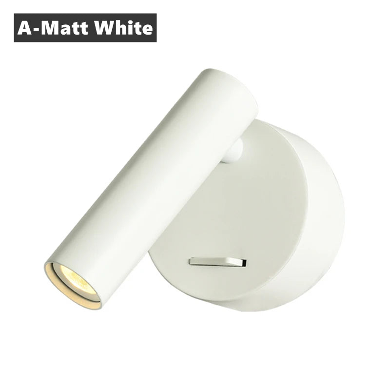 LED Wall Lamps with Switch Rotatable Adjust Aluminum 3W Spotlight Bedside Reading Light Hotel Bedroom RV Sconce Light Fixture