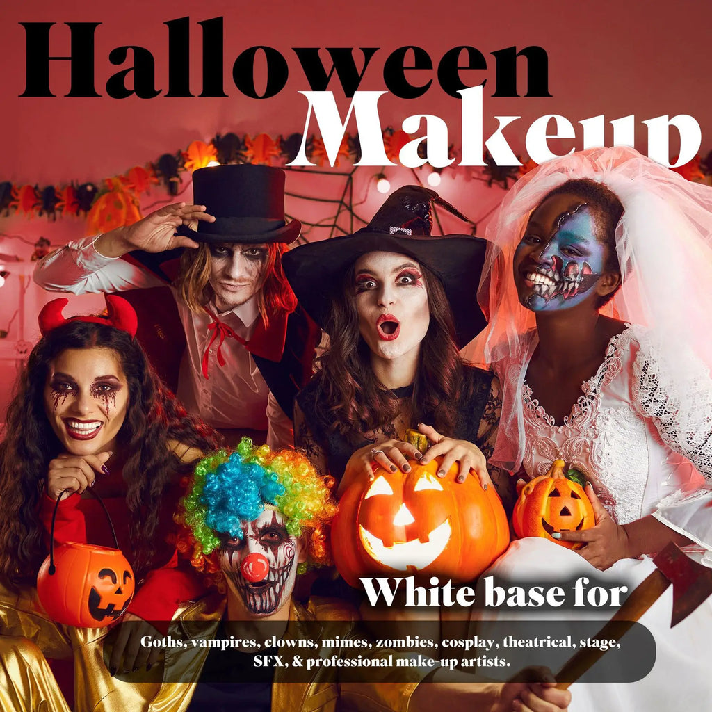 White Foundation for Halloween Makeup –Full Coverage Matte Face Paint for Cosplay Clown Vampire Skull,Non-Toxic Body Paint Cream