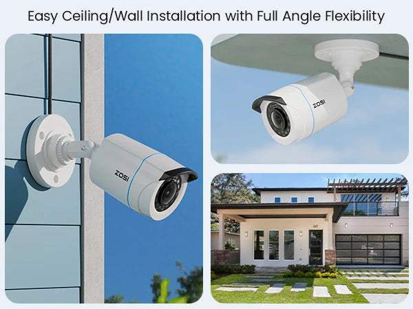 ZOSI HD 1080P 2MP H.265 4-in-1 CCTV Video Home Security IR Night Vision Weatherproof Bullet Camera for Surveillance System