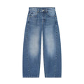 European and American style 2025 winter new women's clothing mid waist balloon version sickle bending knife jeans