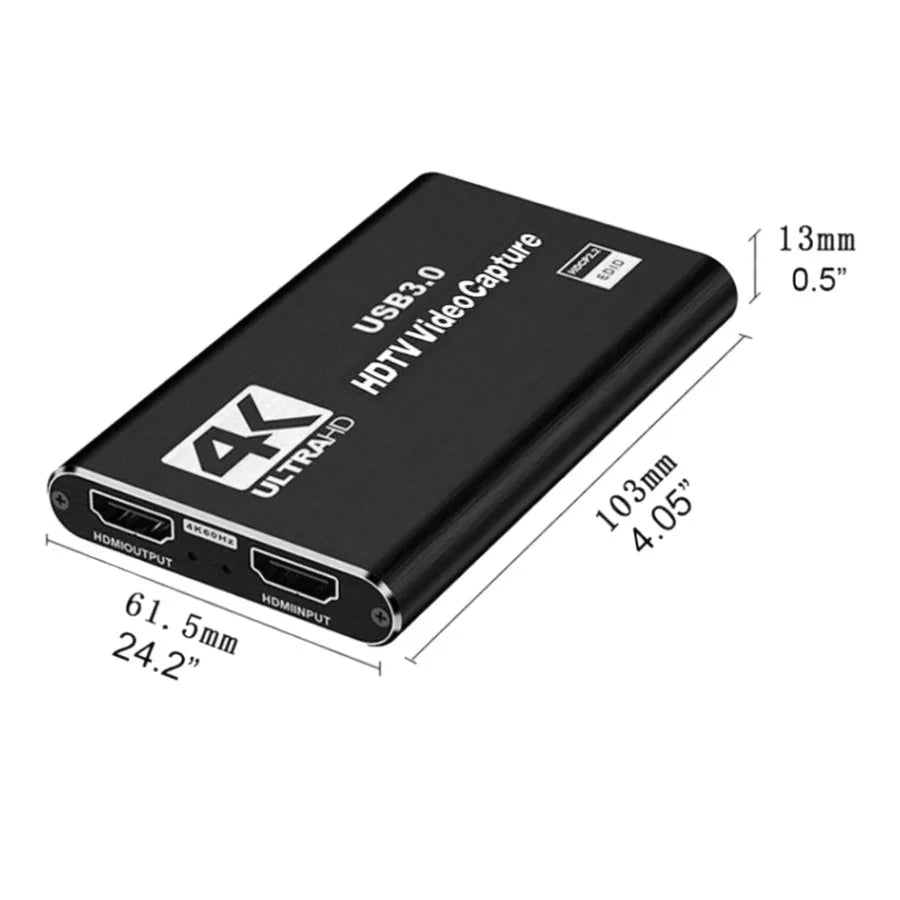 4K USB 3.0 Video Capture Card HDMI-compatible 1080P HD Video Recorder Grabber For PC PS4 OBS Game Recording Game Audio Mic