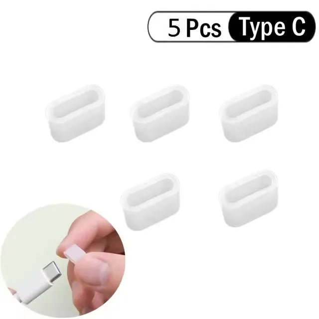 Type-C Charging Port Transparent Dust Plug With Rope Anti-Lost Dustproof Protector Cap Stopper Data Cable USB Type C Clear Cover