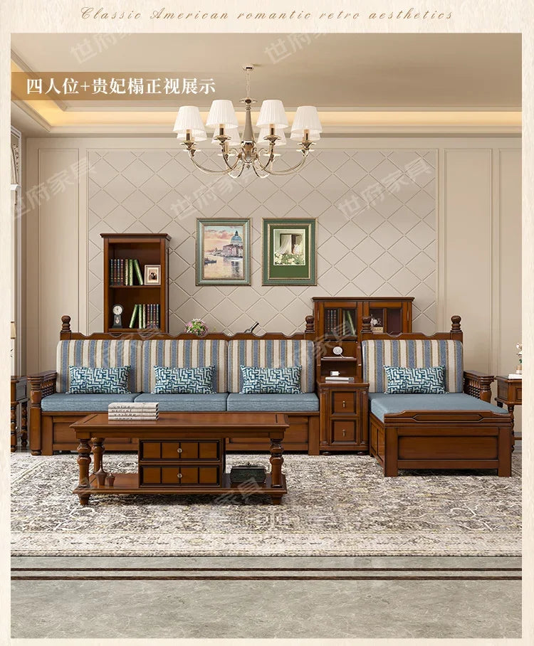 Solid wood sofa living room concubine combination small apartment dual-purpose storage