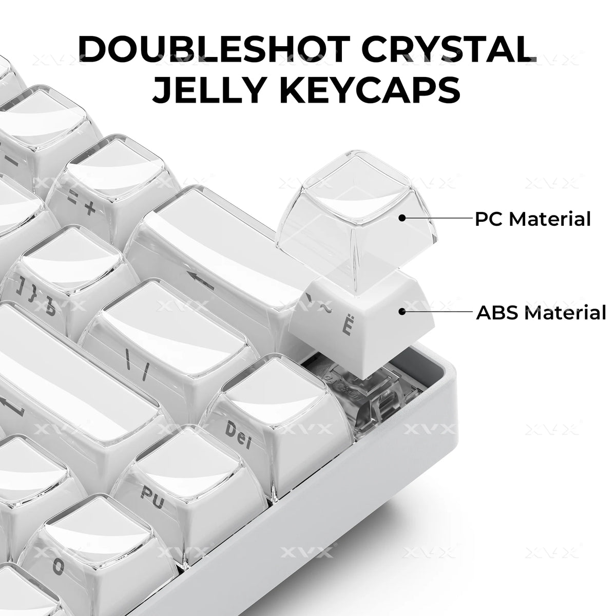 XVX Jelly Crystal Keycaps Side Print Pink/Blue 113keys Double Shote DIY Mechanical Keyboard OEM Profile Translucent Keycaps