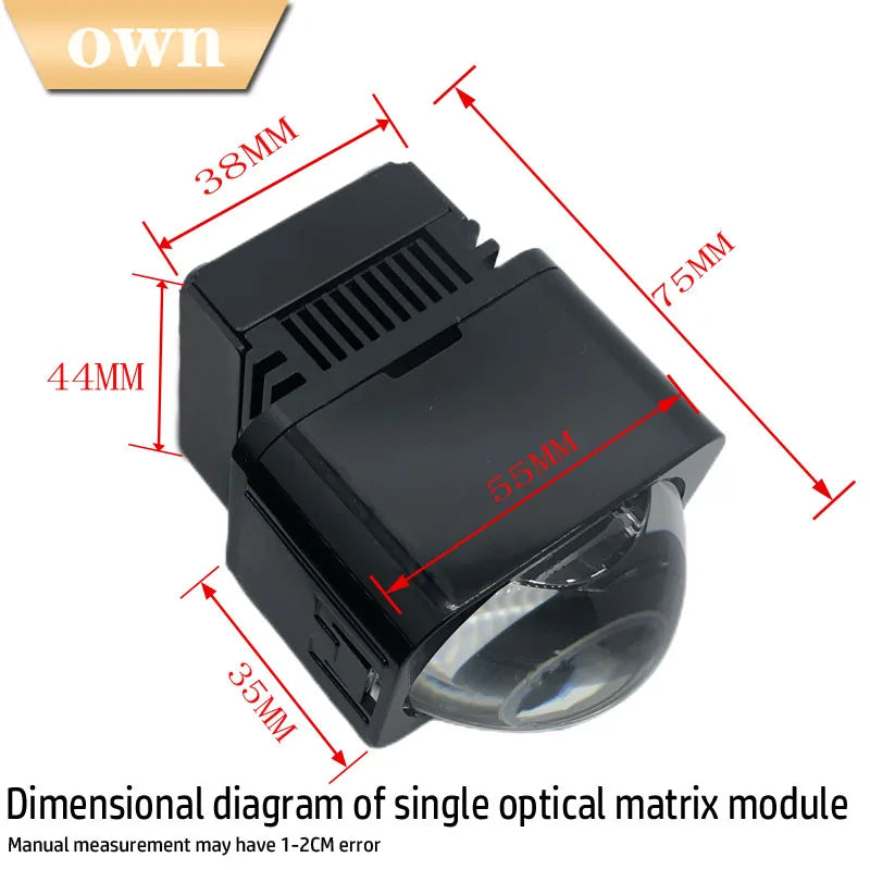 OWN DJM 1.5" MATRIX 42MM BI LED PROJECTOR LENS BILED HIGH LOW DUAL BEAM HEADLAMP MOTORCYCLE 1.5 INCH SQUARE MODULE MOTORBIKE