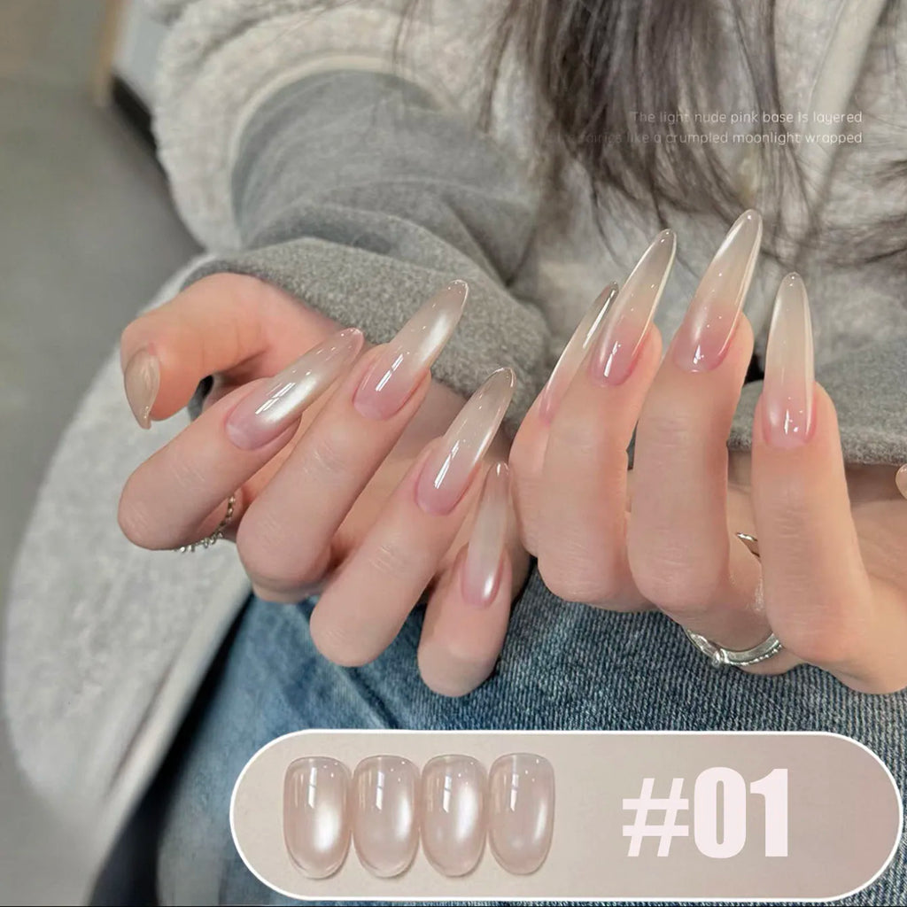 MIANEL 2026 10ML Lover Cat Eye Nail Gel Nude Pink with Sparkling Golden Light Glass Bead for Flattering Cat Eye Manicure