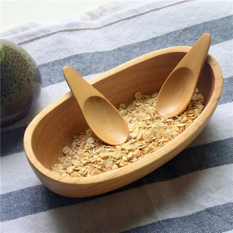 5pcs Wood Mini Tea Spoon Condiment Scoop Flatware Coffee Tea Small Mini Sugar Spoon Coffee Spoon Kitchen Gadgets 5Pcs 7X2.5Cm