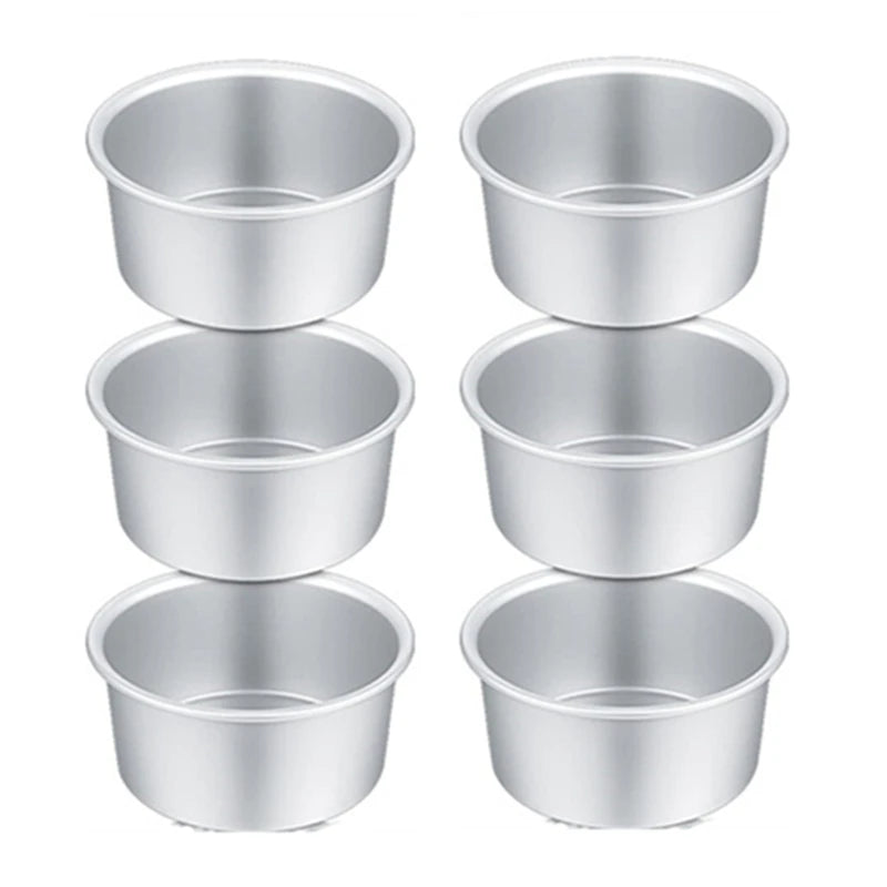 1/2/4/6pcs Fixed 4-Inch Cake Mold Aluminum Solid Base Small Cake Pan Reusable Round Cake Tins Kitchen Gadgets Perfect For Baking