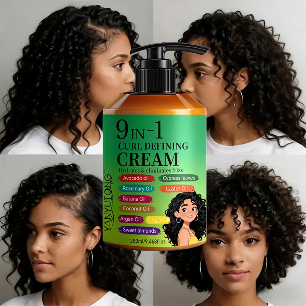 280ml Curly Hair Styling Cream, Moisturizing and Smoothing Formula, Enhances the Elasticity and Shine of Curly Hair, Easy to Set