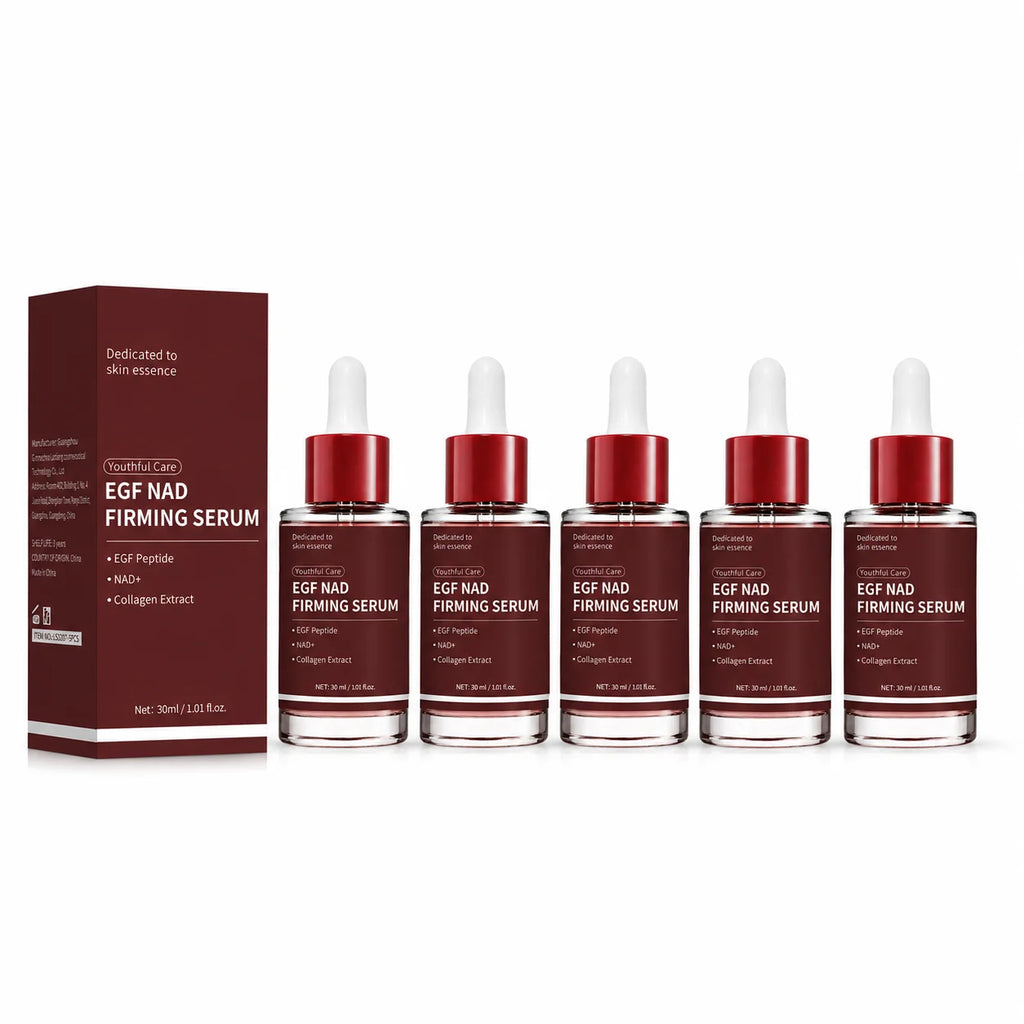 5PCS EGF Peptide NAD+ Firming Serum with Collagen, Intensive Hydrating Face Serum for Firmer, Smoother & Plumper-Looking Skin 30
