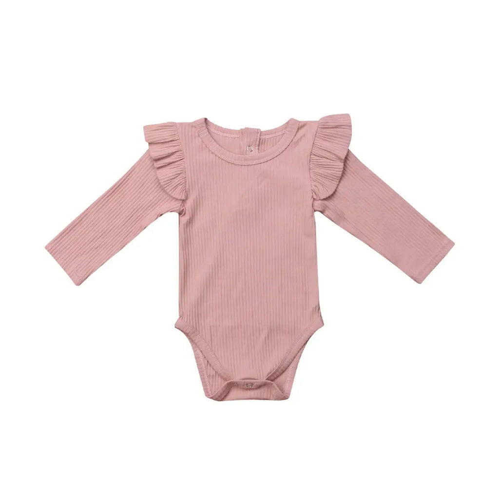 ma&baby 0-24M Spring Fall Newborn Baby Girls Romper Infant Knit Ruffle Jumpsuit Soft Long Sleeve Solid Color  Clothing