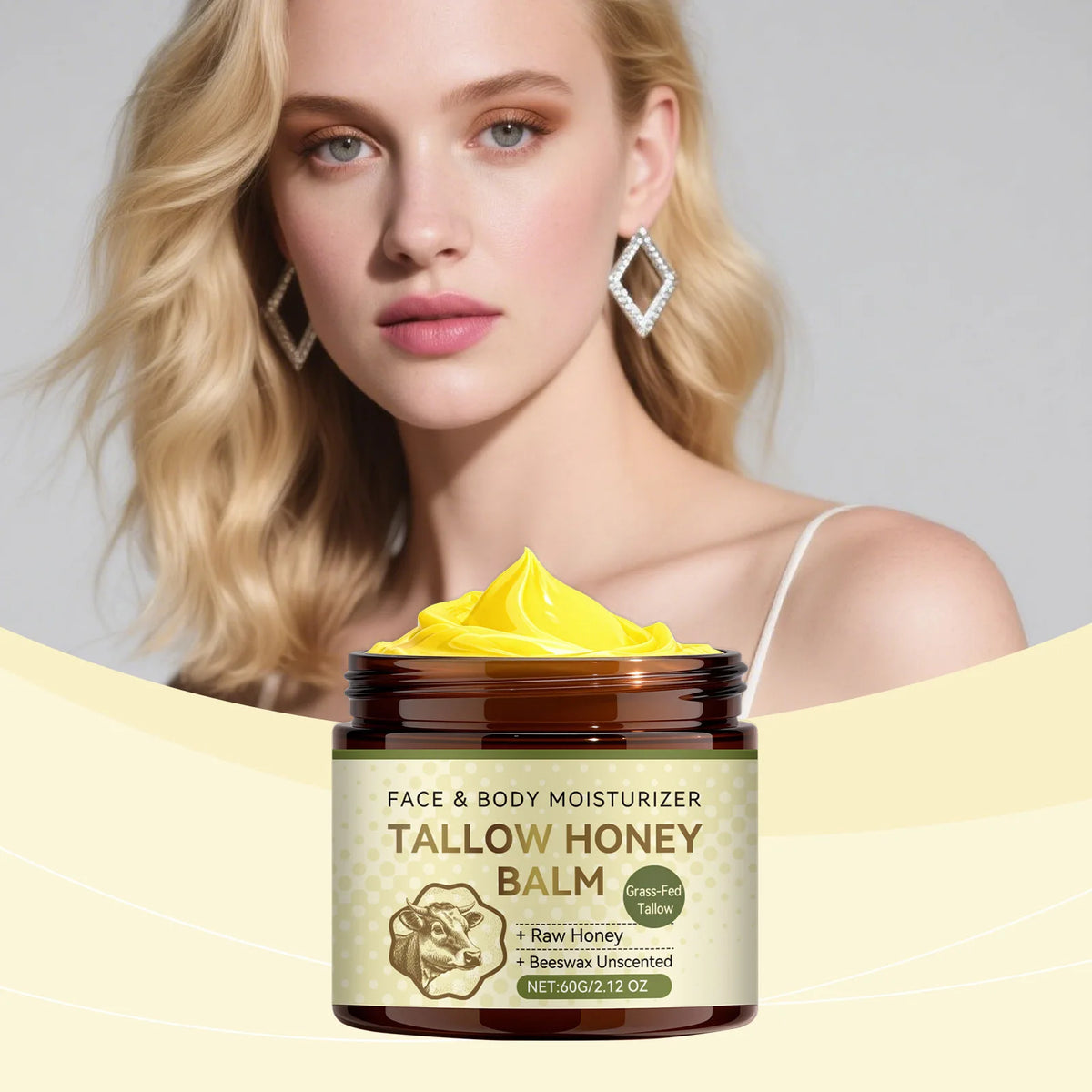 Whipped Beef Tallow Honey Balm Lock Moisture Nourish Repair Facial Skin Enhance Elasticity Soften Rough Skins Face Moisturizer