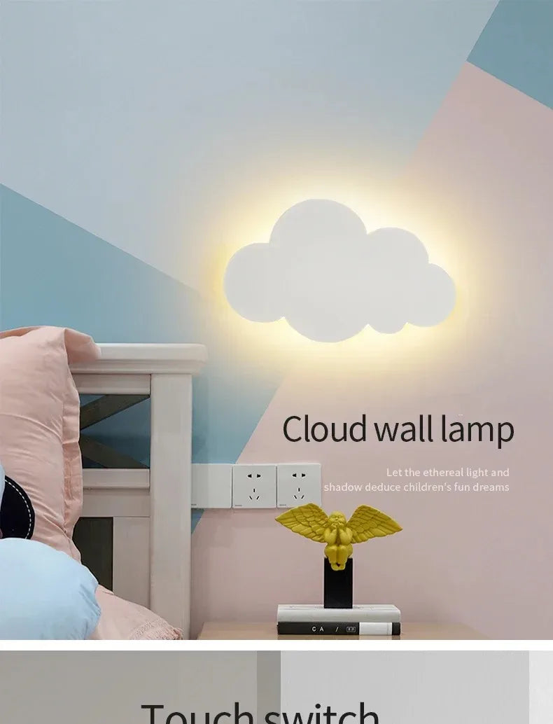 LED Cloud Wall Lamp Touch Control Dimmable Modern Wall Light for Kids Children's Bedroom Living Room Decor 220v