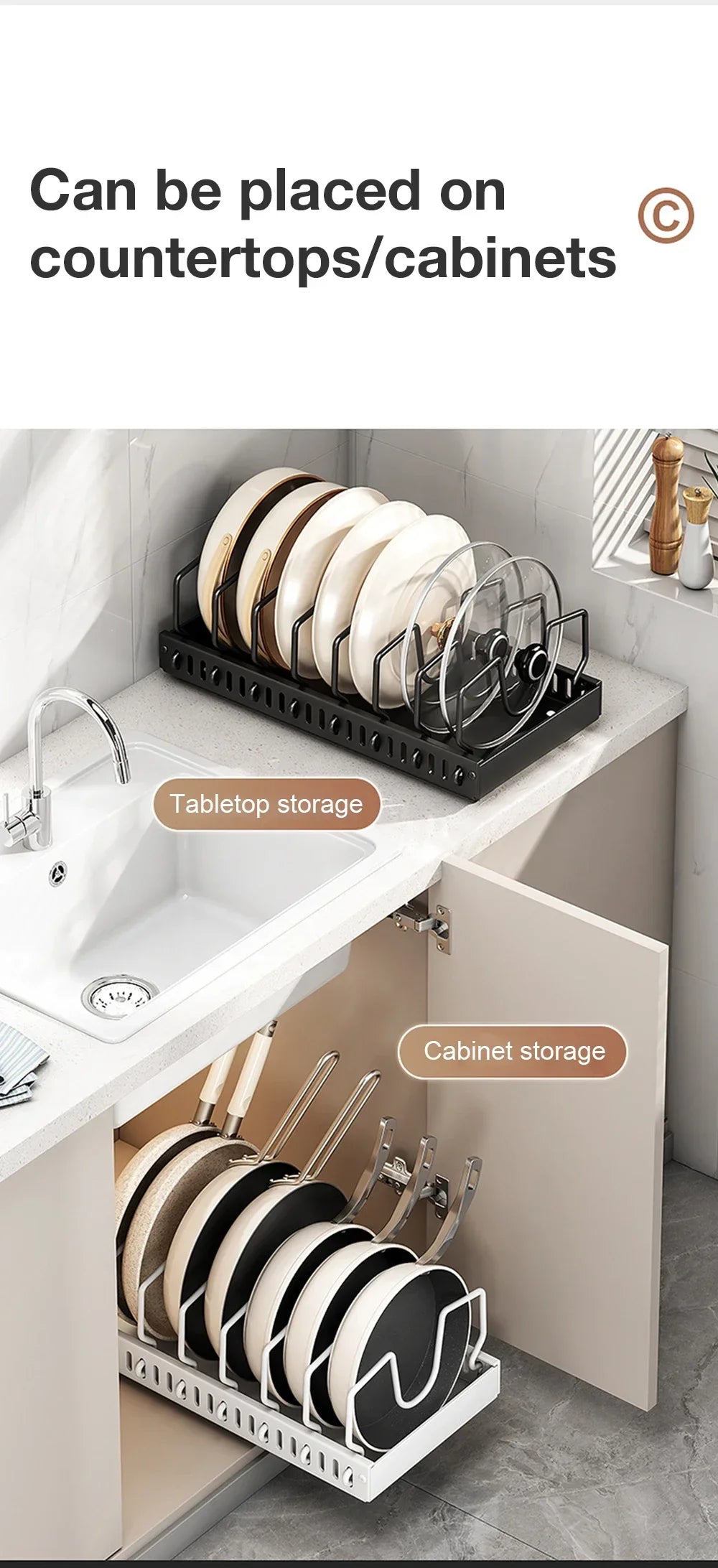 2026 Kitchen Multifunctional Organizer Pull Out for Pots/Pans Sliding Lid Holder Spice Rack & Dish Drying Racks Drawer Organizer