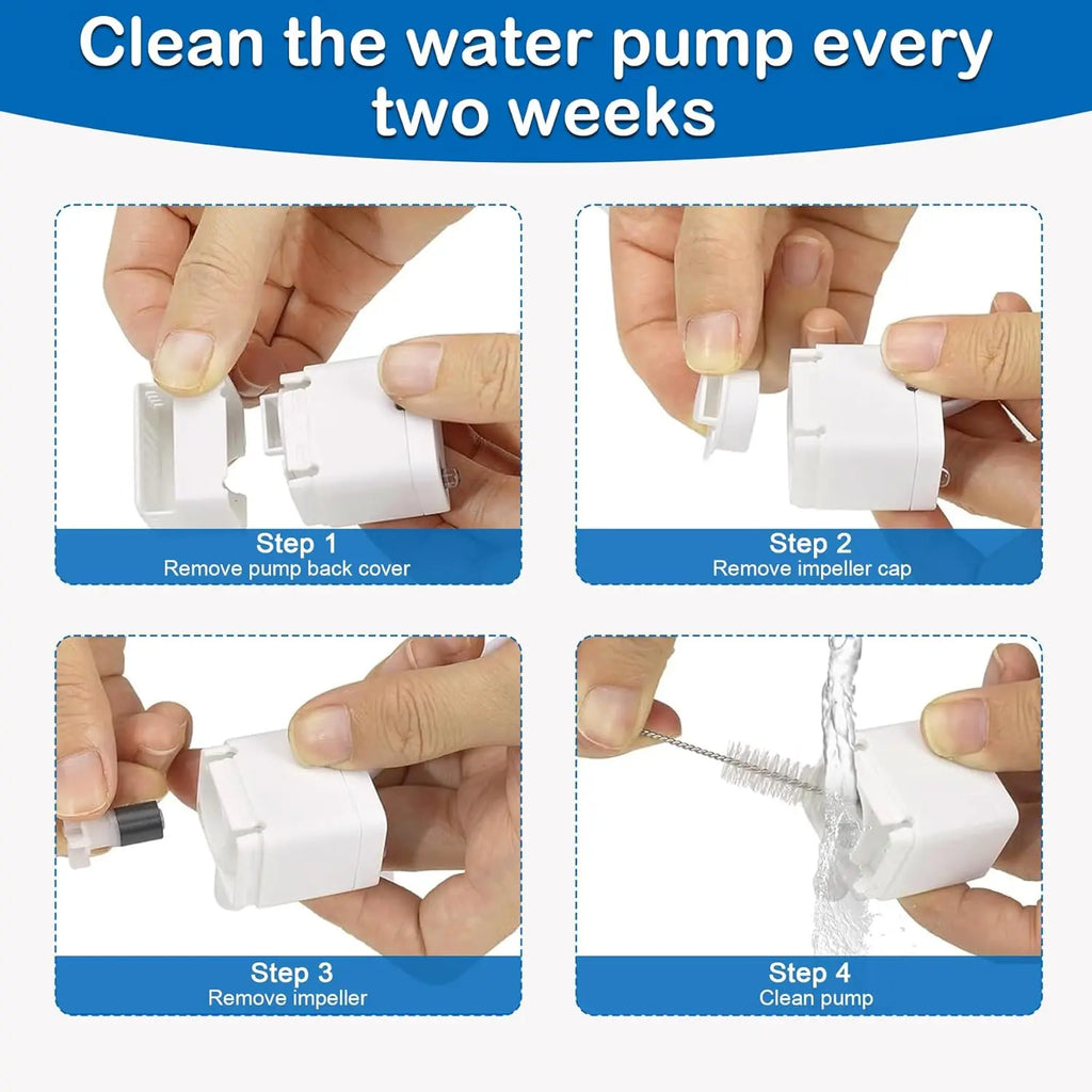 Cat Fountain Replacement Pump, LED Auto Power Off Light, Ultra Quiet Filter Pump Fit 2.2L/3.2L Smart Pet Water Dispenser