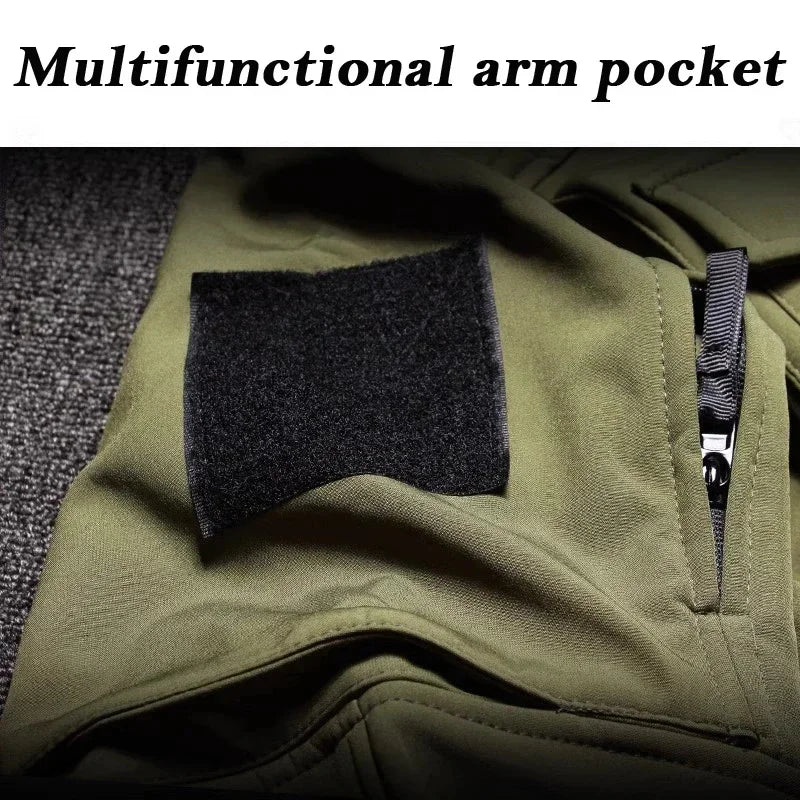 Waterproof Shark Skin Tactical Sets Mens Thicken Fleece New Soft Shell Combat Jackets+windproof Warm Cargo Pant 2 Piece Set