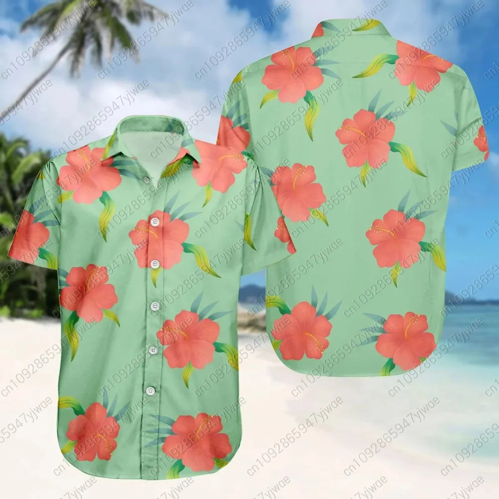 2026  mens Graphic floral pattern Print Short Sleeve Lapel Shirt Men's Casual Button-Down Shirts For Summer Daily Wear shirts
