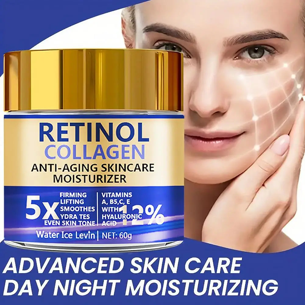 Retinol & Collagen Face Cream 60g, Anti-Aging Firming Moisturizer with Hyaluronic Acid, Fast Delivery