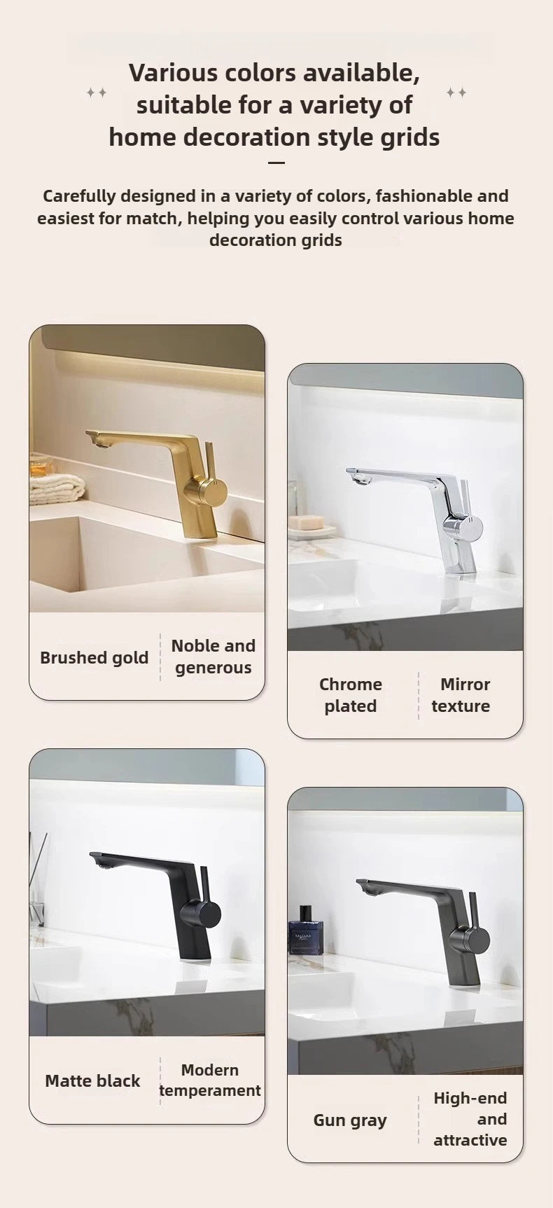 Modern Bathroom Sink Faucet Brass white or brushed gold gray Single Handle Deck Mounted Wash Basin Water Tap Hot And Cold Mixer