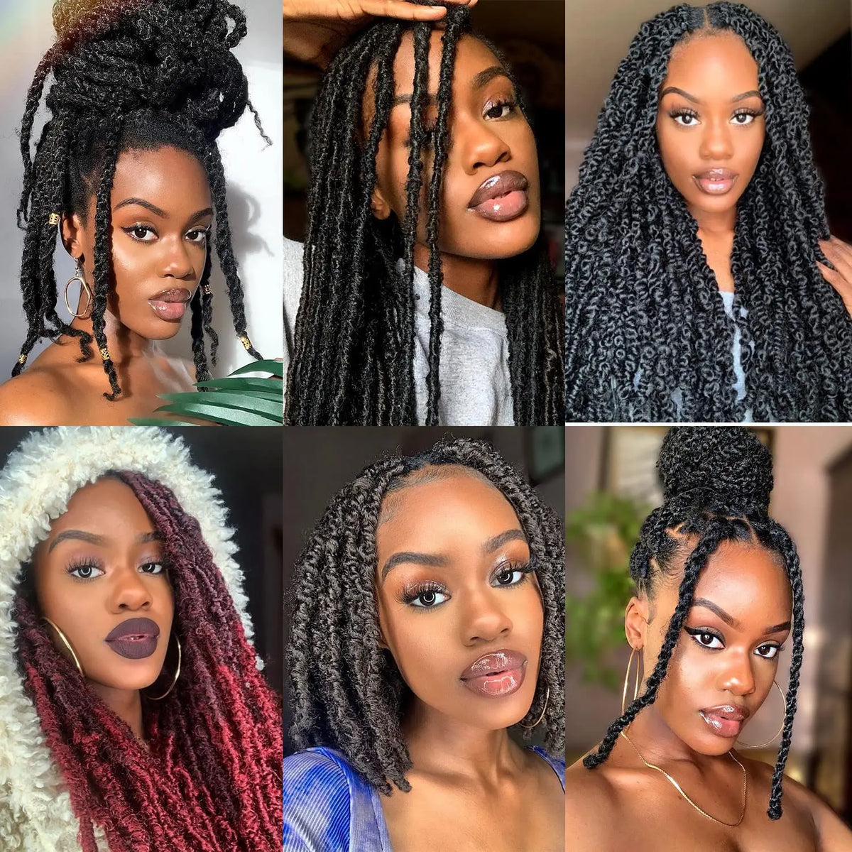 Springy Afro Twist Hair 18 Inch 2-8 Packs Blue and Red Color Pre Fluffed Marley Twist Braiding Hair for Black Women Synthetic