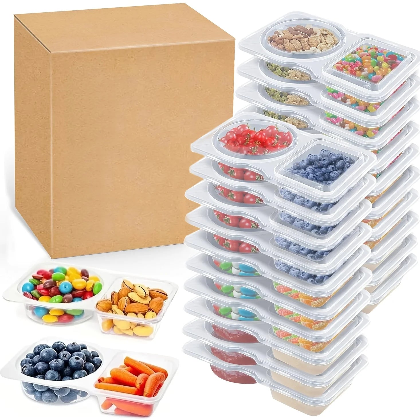 10Pcs Food Storage Containers with Lids Leakproof Stackable Flip Top Plastic Sauce Salad Snack Boxes for Lunch Picnic Office Han