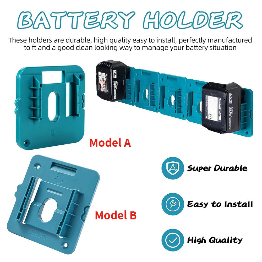 5PCS Battery Holder for Makita 18V Li-ion Battery Tools Machine Holder Storage Rack Wall Mount for BL1860 BL1850(No Battery)