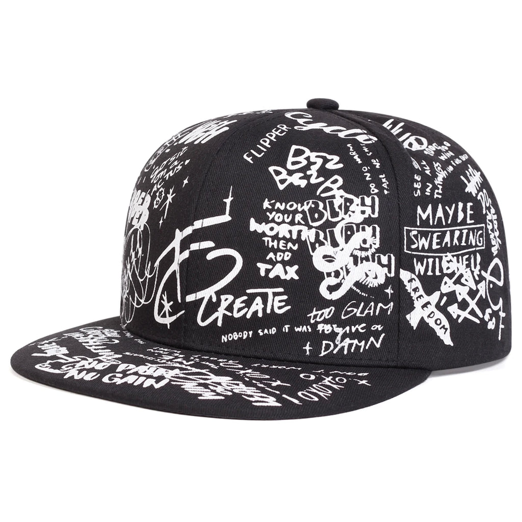 Unisex Colorful Letter Graffiti Printing Hip-hop Hats Spring Autumn Outdoor Adjustable Casual Baseball Caps Sunscreen Hat