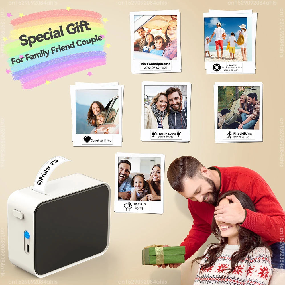 Thermal Label Printer Marklife P15 Labeling Machine Mini Printer Wireless Bluetooth Label Maker or 3PK Adhesive Label Tape