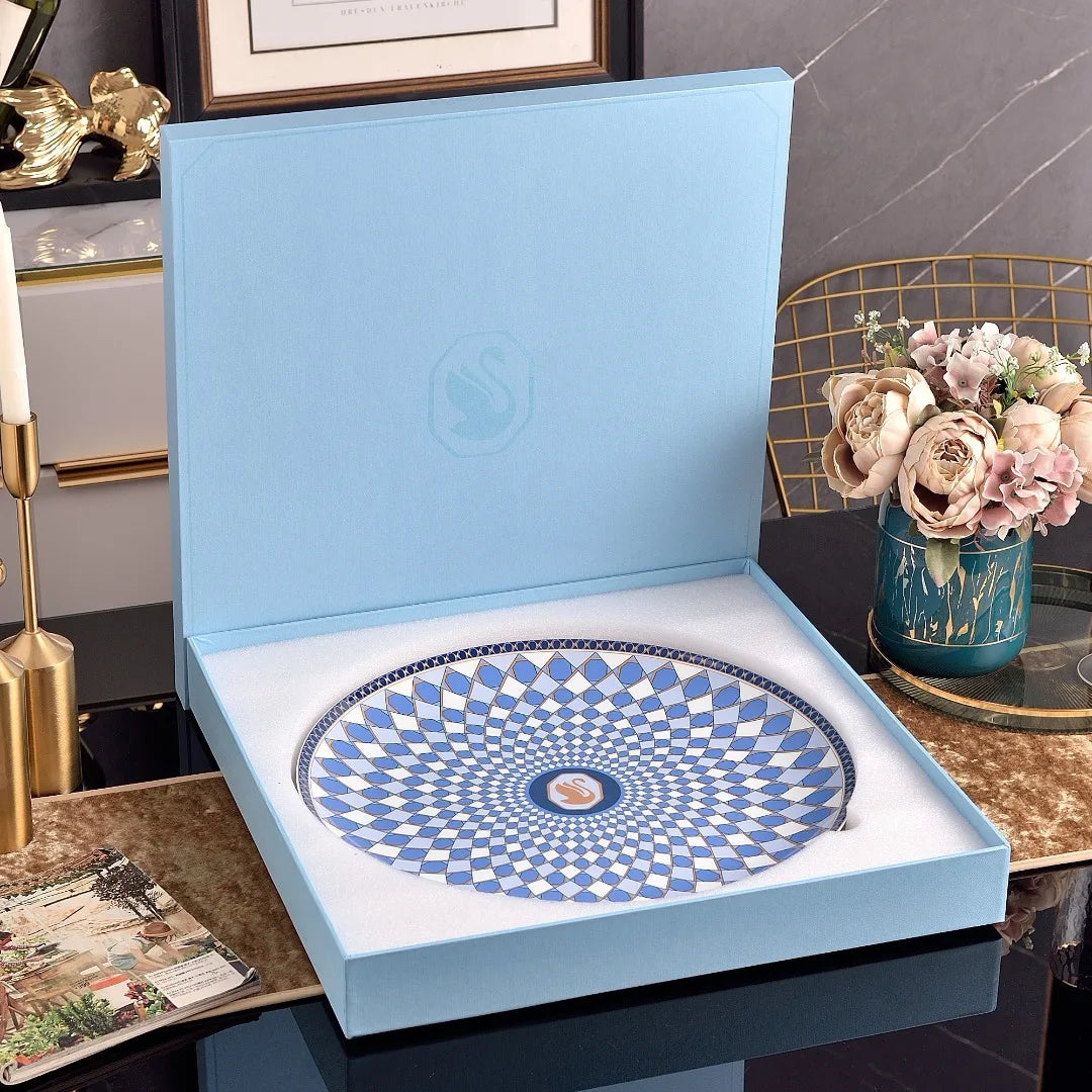 Swan Theme Serving Plate Dessert Soup Plate Fish Plate Large Round Tray Luxury Tableware for Home Use Ceramic China Bone