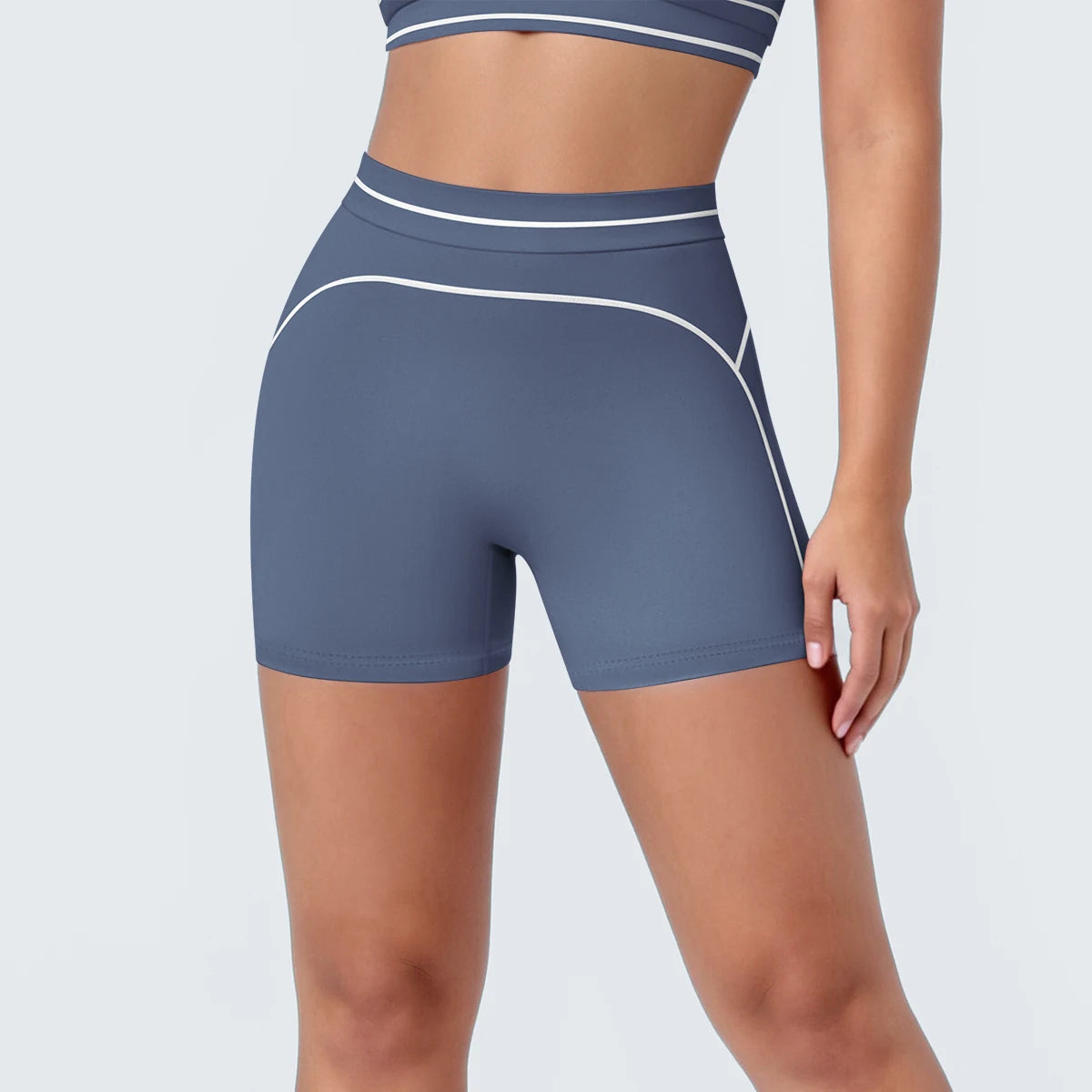 High Waist Stripe Fitness Yoga Shorts for Woman's Quick-Dry Breathable Hip-lifting Summer Gym Running Color Blocking Yoga Shorts
