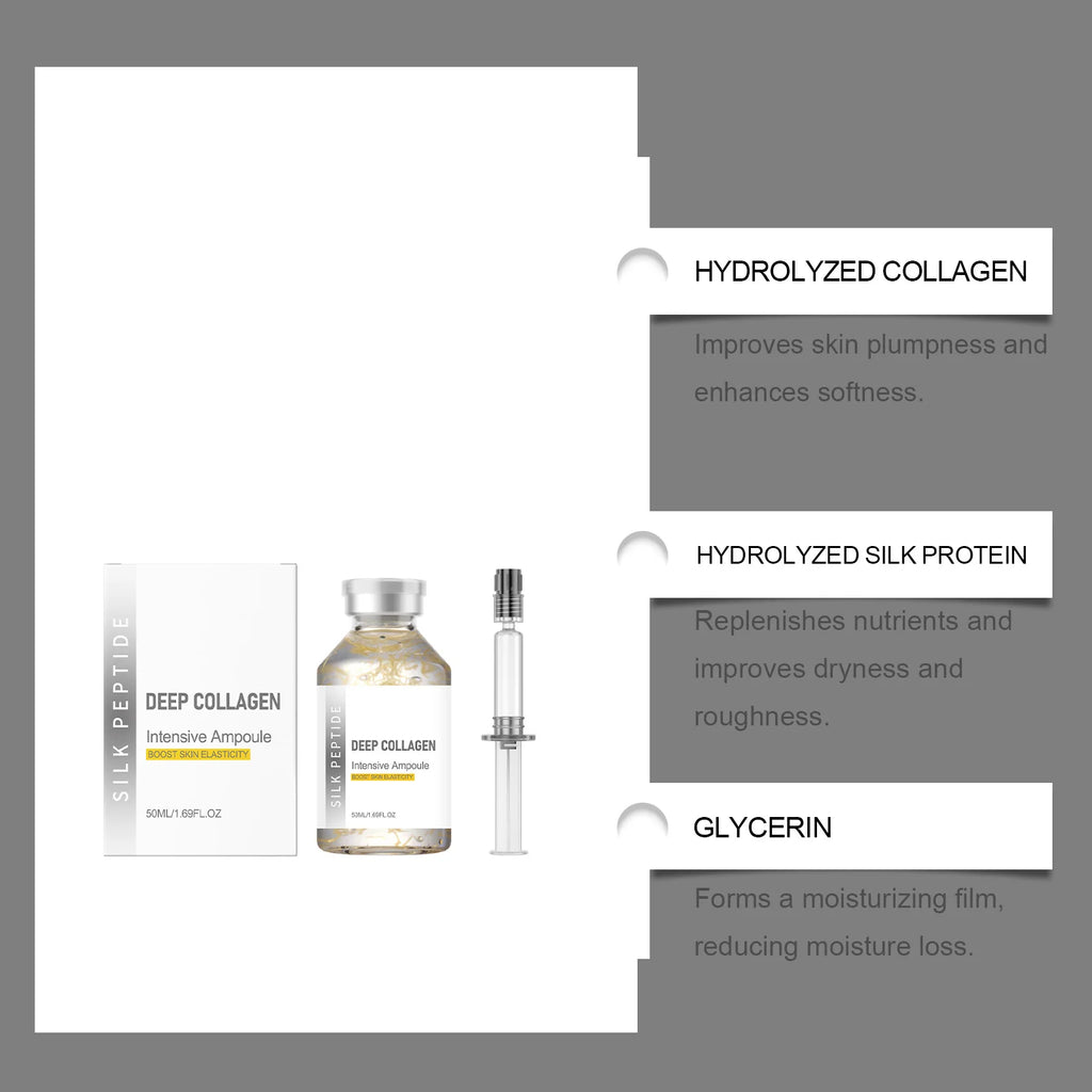 Deep Collagen Silk Peptide Facial Ampoule Serum,Anti-Aging with Copper Peptides&Plumping&Firming with Hydrolyzed Collagen,Silky Hydration with Hydrolyzed Silk Protein&Barrier Strengthening,Firming&Lifting Effect,Lightweight N