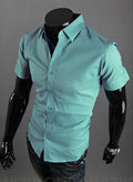 16 Colors Summer Polyester Men Solid Casual Business Shirts Men's Korean Version Slim Fit Short Sleeve Shirt 2023 New