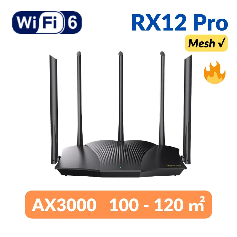 Tenda WiFi6 Router AX5700 2.4G&5G&6Ghz Full Gigabit Wi-Fi 6E Router 1.7Ghz CPU MU-MIMO Mesh Repeater AX3000 Wifi Router Amplifie